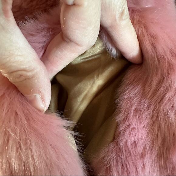 J Crew Pink Faux Fur Guava Pink Berry Vest HD514  Full Zipper Pockets SMALL - Picture 7 of 12